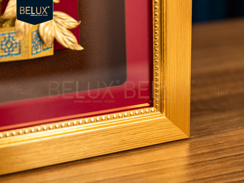 Tranh Đôi Chim Hỷ Tước Mẫu Đơn Dát Vàng 24k- 24x24 cm